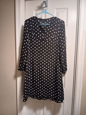 J.Crew Silk Black Stars print Long Sleeve Women's Dresssz XS